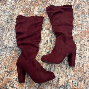 Burgundy Suede like Boots Torrid